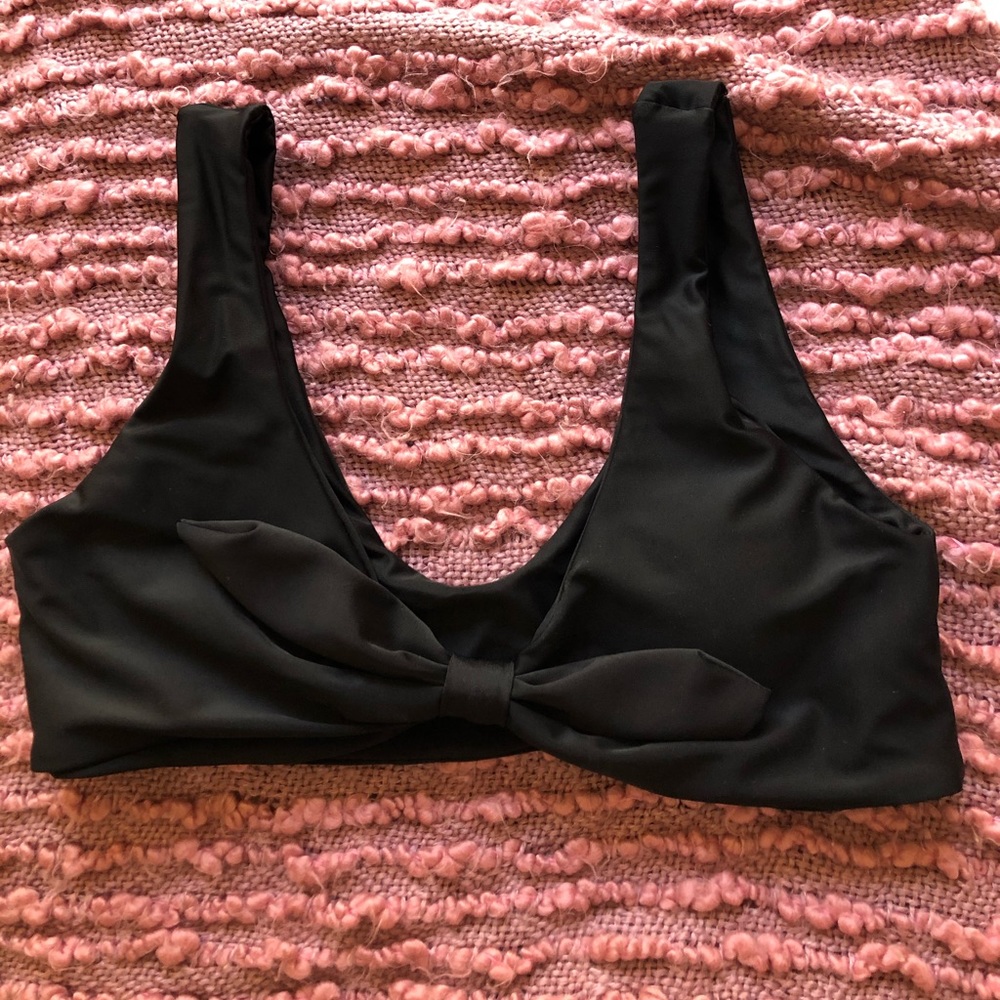 Black Front Tie Bikini Top
